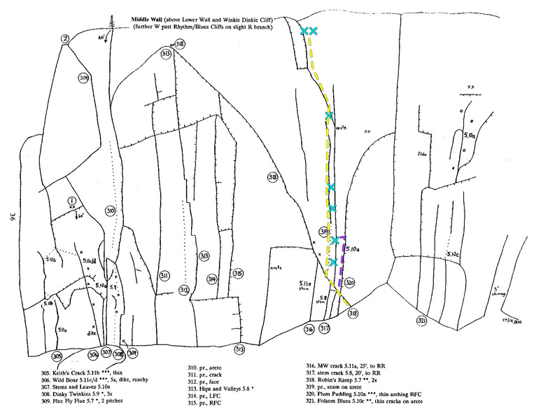 Beta on Seams Alright (Route #319 from the 1993 guide)
<br>
- Yellow (standard route)
<br>
- Purple (alt. start, avoid reachy move)