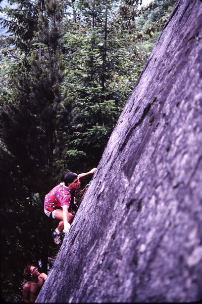 First ascent. Photo by Russell Erickson, belayer Greg Olsen.