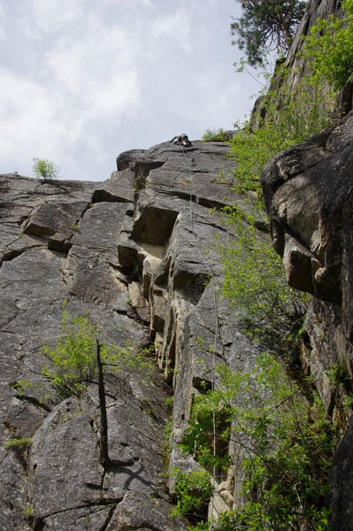 Climber nearing the top.