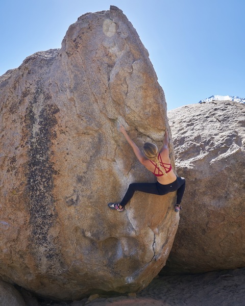 The Prow. V2. Heel hook up the left flake to easily reach up to great holds.