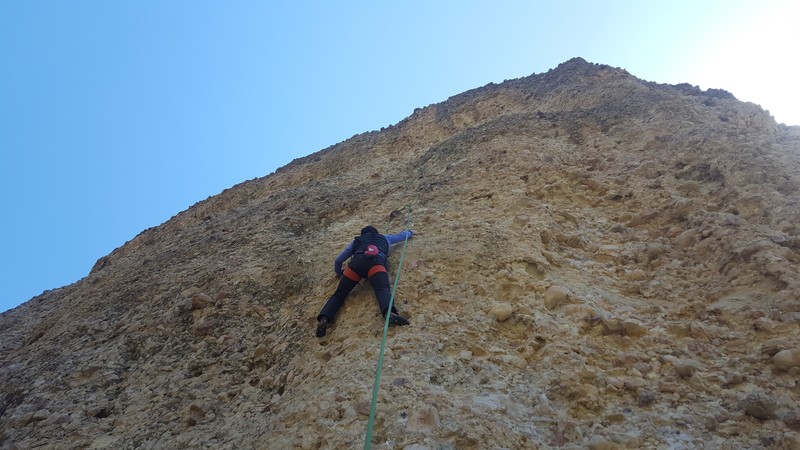 Pringles 10c, Cragganzenden. This route ascends 6 bolts (photo shows from bolt 2 up) to chains about half way up the wall. Stick clip the first bolt and enjoy some deep pockets, small crimps, and of course plenty of rounded maple cobble.