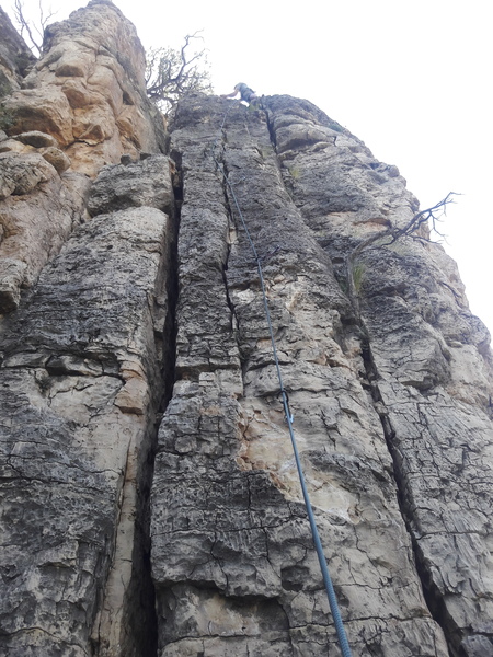 Rope running through QDs on route.