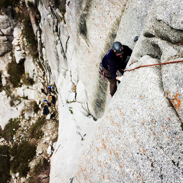 Looking down the top of the second pitch. I think this is the best pitch on the route especially if you link it with the schoolroom direct start.