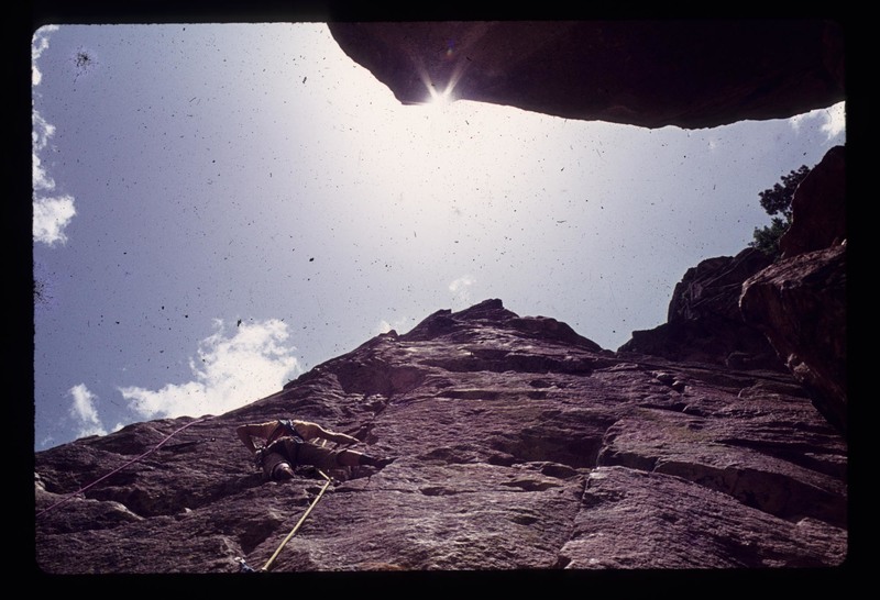 1975, Victor Creazzi leading...hexes and homemade harnesses. I'm sure it was 5.10 then, because we didn't climb 5.11.