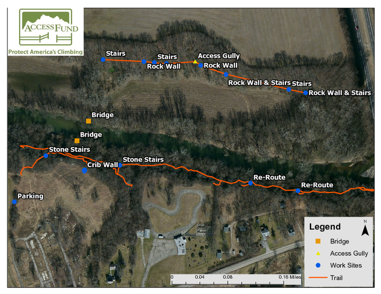 Planning map from Access Fund Conservation Team East work visit Aug 2016