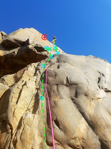 7 bolts, fun traverse, greasy mantles, great climb all round!