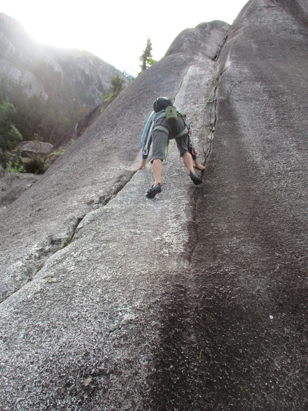 Climber following Memorial Crack.