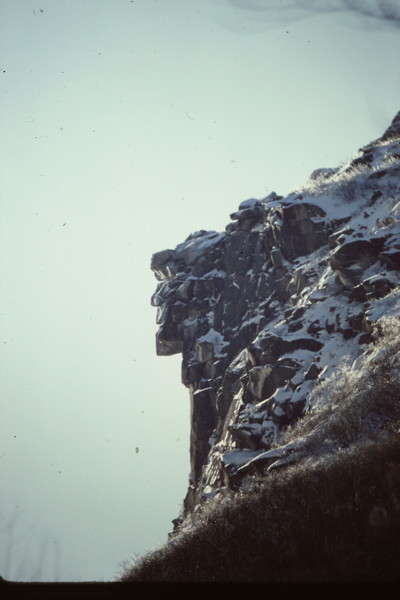 The Old Man of the Mtns, Cannon Cliff - before the fall, now only seen on NH license plates and NH-State quarters