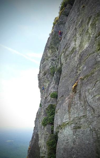 Jaron Moss leading pitch#2 and Aaron Hunter belaying on (White Lightning) 5.8 Trad