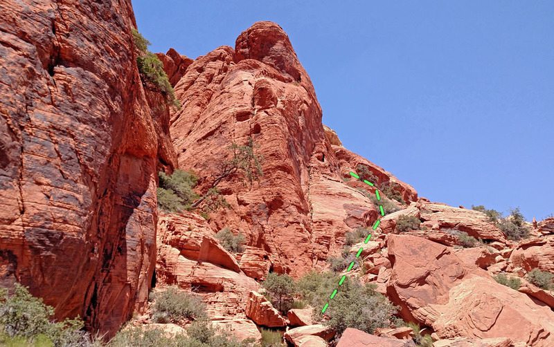 approach to SouthEast Gully route on Calico Peak - from Middle Pass from SW