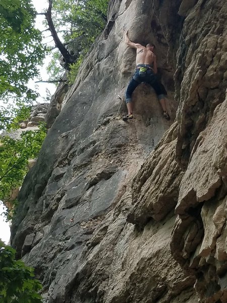 Eyeing up the boulder problem.