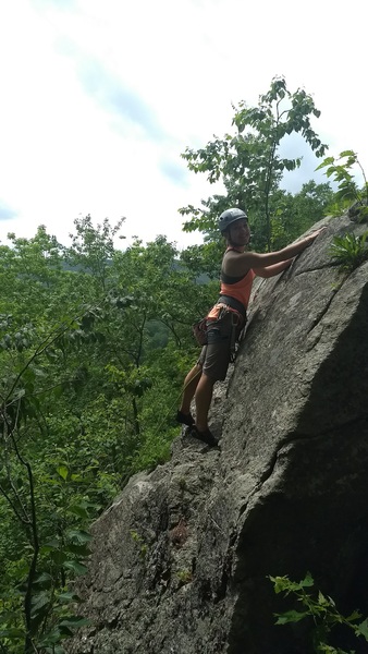 Climber maybe more than halfway up Tipping Point, photo from Crack Addict