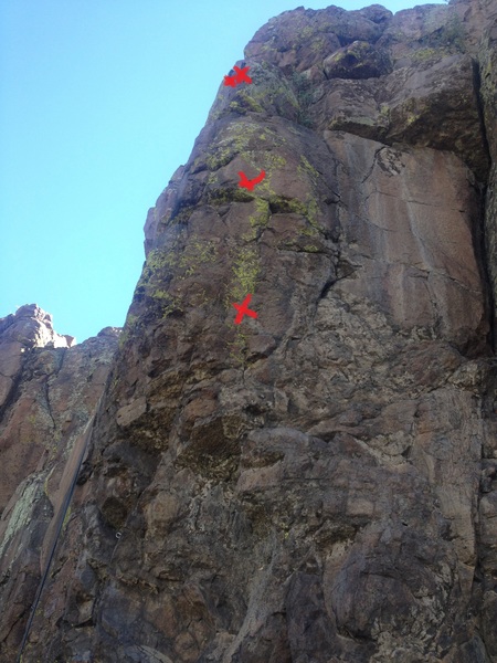The route with bolts and anchor marked.
