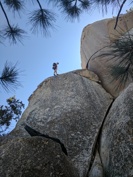 Repelling down the Left Slab at Horse Flats.