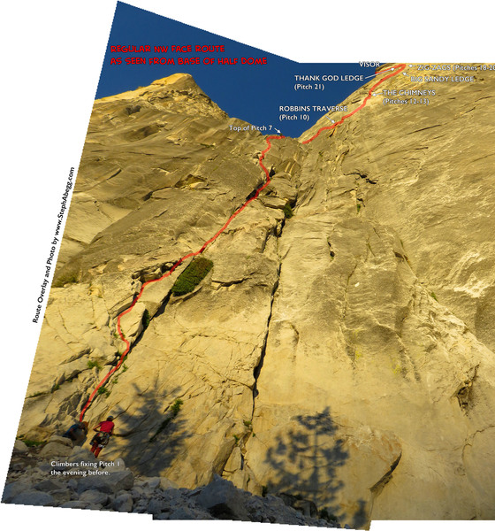 Route Overlay for Regular NW Face Route as seen from base.