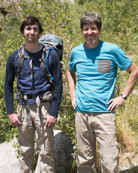 Ben Smoot (left) and Brian Smoot (right) gear up to head back home to Salt Lake after a great day of climbing with Kim Miller in Hostess Valley