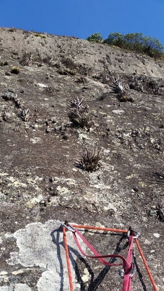 Looking up from top of pitch 2 at the final easier 2 pitches to the top.