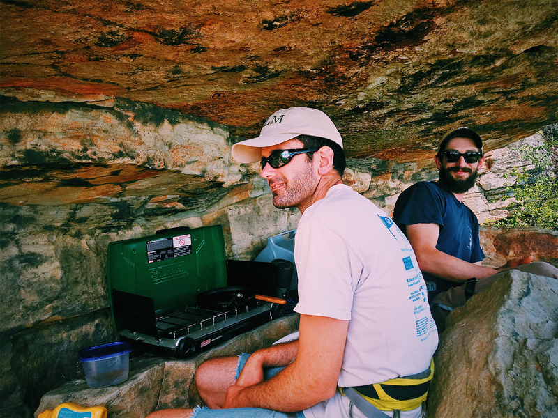Ben and Alex grilling dogs on the High Exposure ledge on July 3, 2017. Thank you for the hospitality!