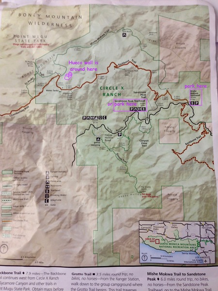 hiking trail map with parking info