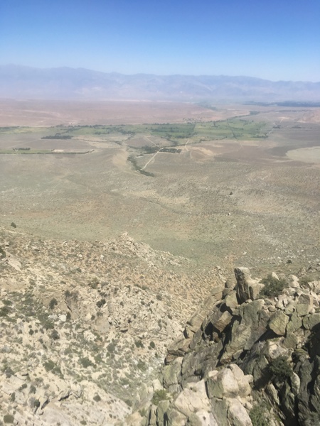 Looking down from the top of the buttress
