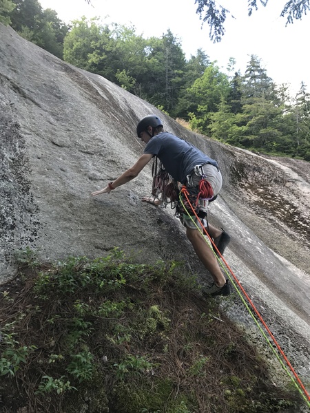 Tom (16 yrs old) on lead up the Platinum Slab