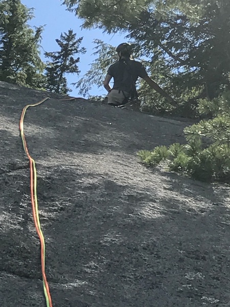 Tom (16 yrs old) on lead up the Top Out pitch