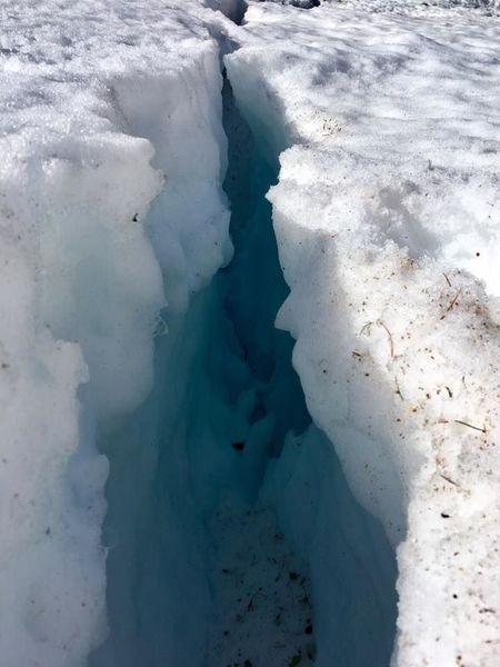crevasse on the couloir névé.