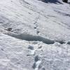 This is a crevasse on the couloir névé. A crevasse in SoCal!