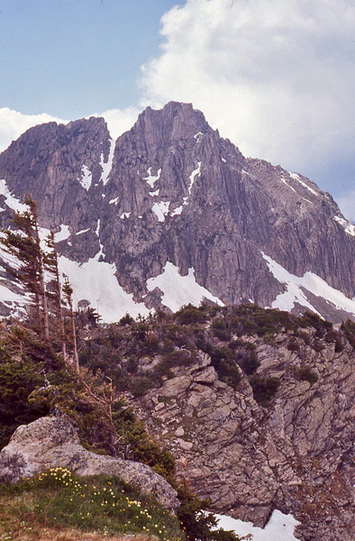 1973 photo. Possibly "The Castle" or "The Incisor"? Anyone climbed this?