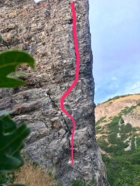 West face of Cretaceous Crag showing the route