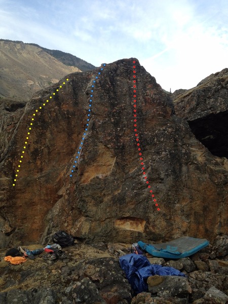 Yellow - Champagne and Nakedness
<br>
Blue - The Ramp
<br>
Red - The Pyramid