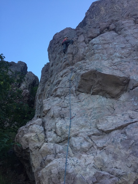Just past the crux at a welcomed rest.