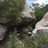 A view of the boulder from approach
