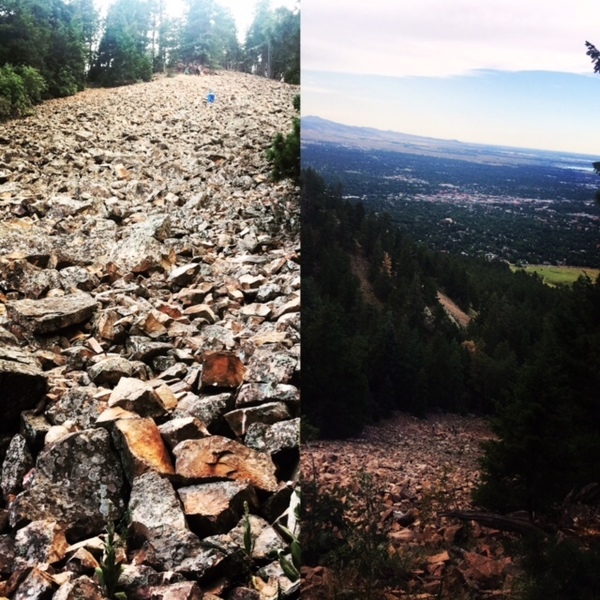 a better view of boulder and the scenery from the hike up to the second flat iron.
