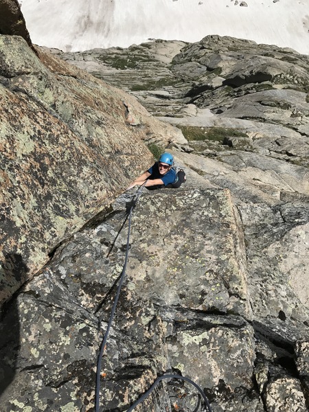 Pitch 7. The Gold Corner. Stellar face, crack, and corner climbing!