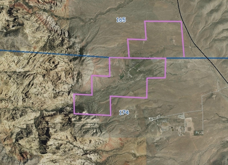Spring Mt Ranch State Park boundaries from gisgate.co.clark.nv.us/ow where it can be viewed in detail.