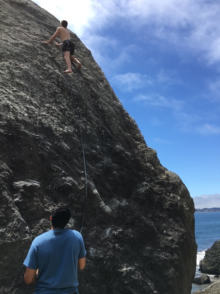 Marc with the (probably not) first barefoot ascent