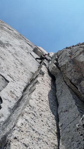 Moving left to undercling flake, pitch 4.