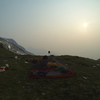 Camping on the saddle (it was smoky due to BC wildfires)
