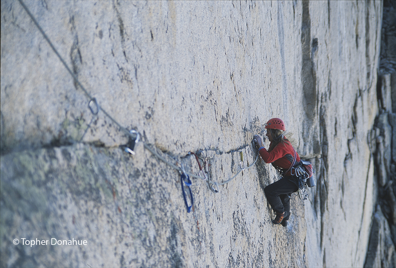Patience Gribble following the namesake traverse during the FA.