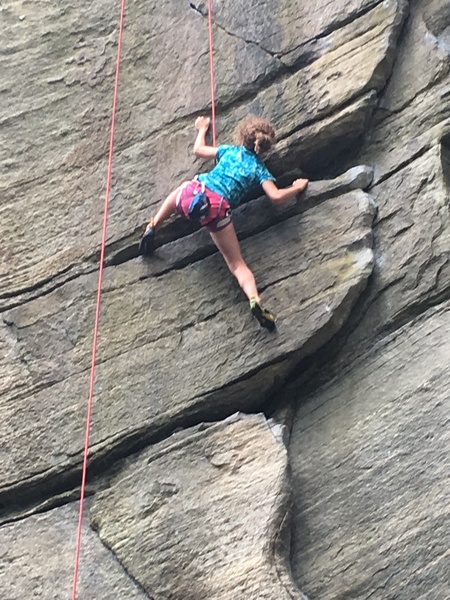 Charlotte (9) touring 'the' Tennessee Flake. You can see the first hold on Solar Flare above her left hand.
