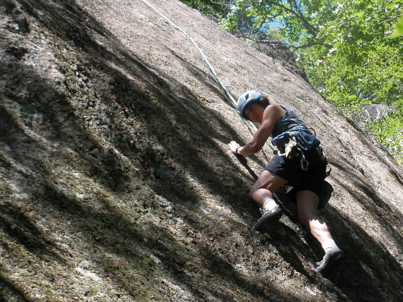 S Matz starts crux sequence of "Life of Brian" (Bolt #1 is hidden behind her)