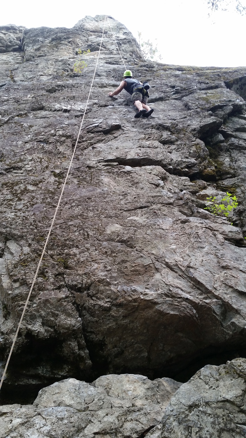 Me climbing Billy Goat, top roped.