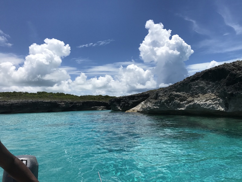 The view as you come up to the second inlet. The established climb is on the right (south facing) wall.