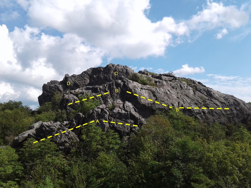 A. Massie Block
<br>
B. Lava Boulder
<br>
C. Lava Top Block
<br>
D. Sunset boulder
<br>
Taken from the top of Wilburn Waters Boulder