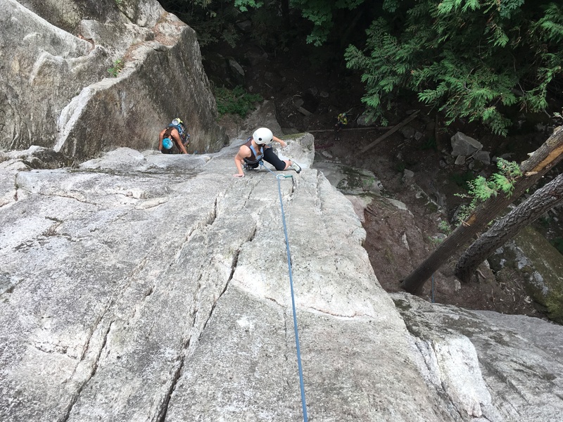 Looking down p1. Other climber on p1 of Calculus Direct