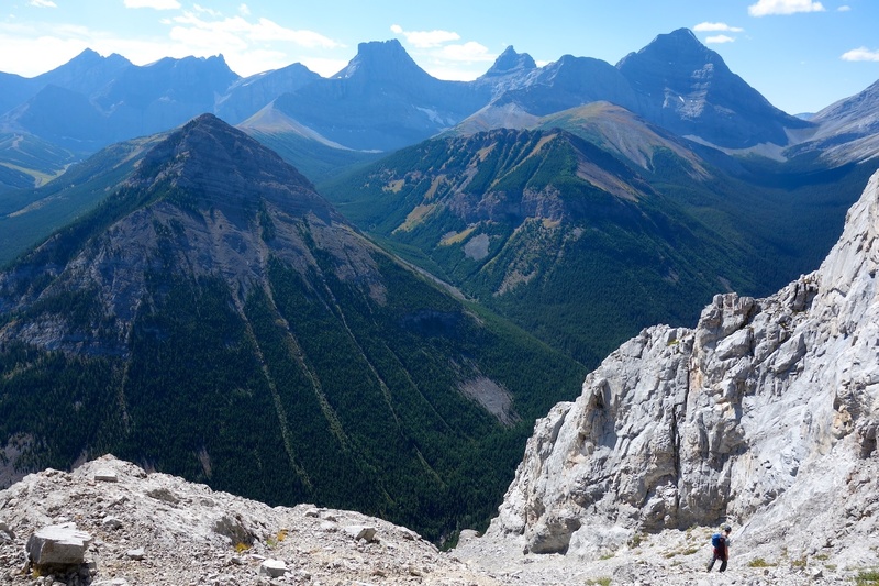 From the base of the rappels, we scrambled down a path that would around cliff bands and back to 200m shy of the base of the route.