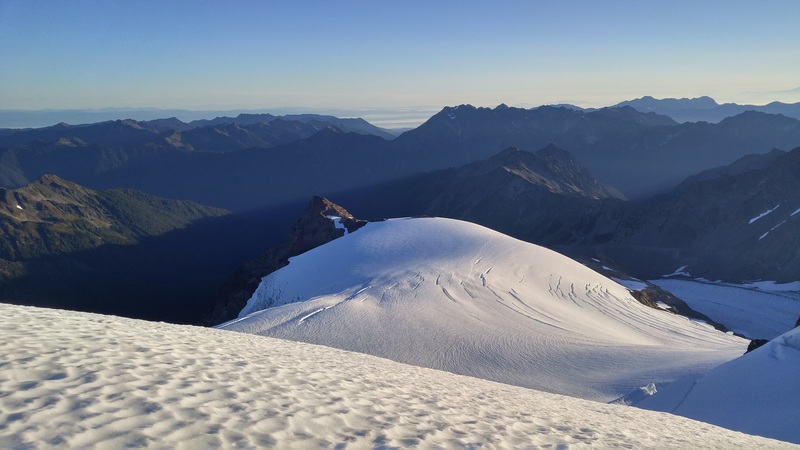 View from near the summit looking back to Snow Dome and the weather station
