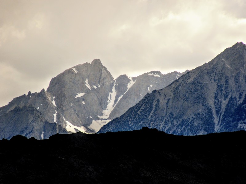 The North Couloir of Mt Humphreys as seen on a stormy summer day from Hwy 395