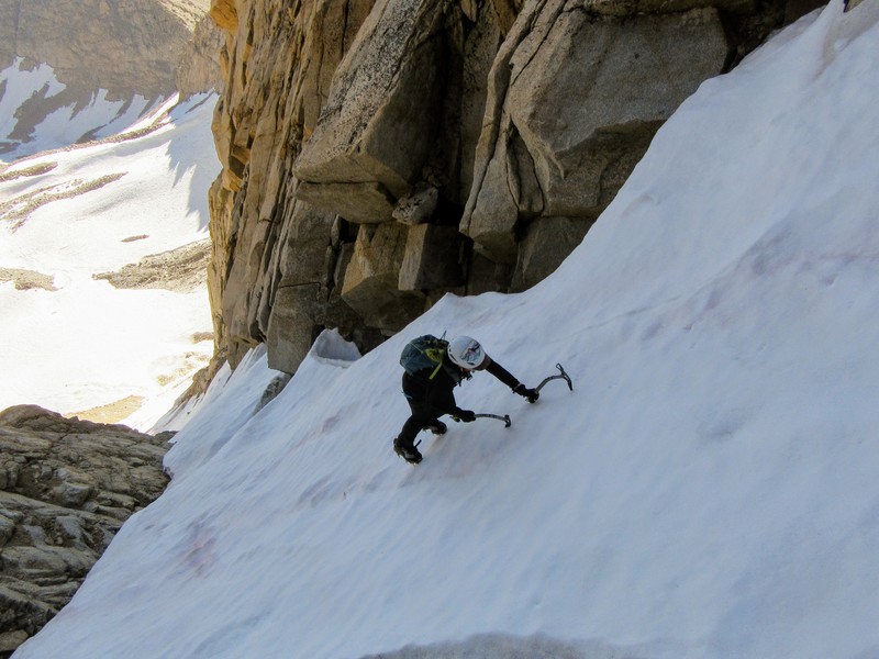 NB soloing near the top of the couloir